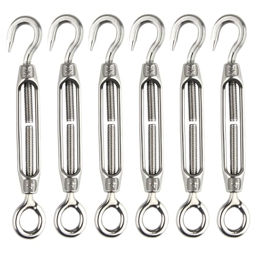 CHRORINE 6 Stk Drehschnalle Draht Spanner M4 Haken und Augen Drehschnalle Spanner 304 Edelstahl Spanner Seil Spannung Heavy Duty CHRORINE 6 Stk Drehschnalle Draht Spanner M4 Haken und Augen Drehschnalle Spanner 304 Edelstahl Spanner Seil Spannung Heavy Duty von CHRORINE