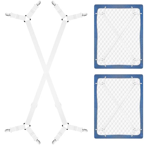 CHRORINE Bettlakenhalter, verstellbare Bettlakenbefestigungen, Clips halten Bettwäsche an Ort und Stelle, 2 Stück/Set, Weiß CHRORINE Bettlakenhalter, verstellbare Bettlakenbefestigungen, Clips halten Bettwäsche an Ort und Stelle, 2 Stück/Set, Weiß von CHRORINE