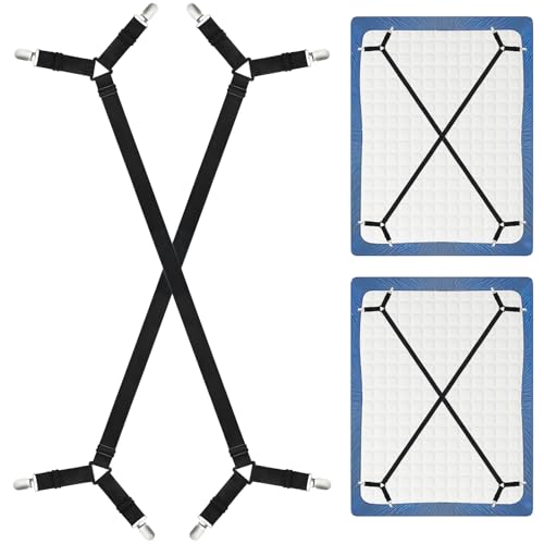 CHRORINE Bettlakenhalter, verstellbare Bettlakenbefestigungen, Clips halten Bettwäsche an Ort und Stelle, 2 Stück/Set, schwarz CHRORINE Bettlakenhalter, verstellbare Bettlakenbefestigungen, Clips halten Bettwäsche an Ort und Stelle, 2 Stück/Set, schwarz von CHRORINE
