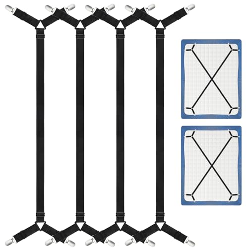 CHRORINE Bettlakenhalter, verstellbare Bettlakenbefestigungen, Clips halten Bettwäsche an Ort und Stelle, 4 Stück/Set, schwarz CHRORINE Bettlakenhalter, verstellbare Bettlakenbefestigungen, Clips halten Bettwäsche an Ort und Stelle, 4 Stück/Set, schwarz von CHRORINE