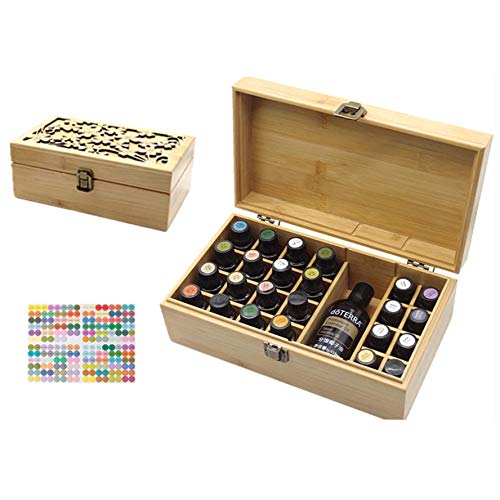 CHSEEO Ätherisches Öl Display Box Halter Organisator Aufbewahrungsbox 25 Löcher Holzbox Kann Nagellackständer für Nagellack, Lippenstift, Duftöle und Ätherische Öle #7 von CHSEEO