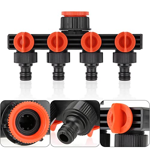 Gardena Verteiler, Gardena Wasserverteiler, Gardena 4-Wege-Verteiler, 3/4 Zoll und 1/2 Zoll 4-Wege-Ventil Verteiler, für Gartenbewässerung, Küche, Waschen, Wasserdurchfluss Regulier- und Absperrbar von CHSEEO