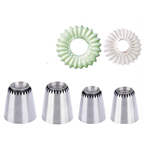 CHSEEO 4pcs Spritztüllen Set Garniertülle Icing Piping Spritzdüse Düse Tülle Kuchen-Dekoration Tipps Kochen Tools für Kuchen, Plätzchen, Cupcakes, Torten & Keksen #3 von CHSEEO