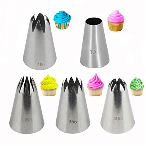 CHSEEO 5pcs Spritztüllen Set Garniertülle Icing Piping Spritzdüse Düse Tülle Kuchen-Dekoration Tipps Kochen Tools für Kuchen, Plätzchen, Cupcakes, Torten & Keksen #4 von CHSEEO