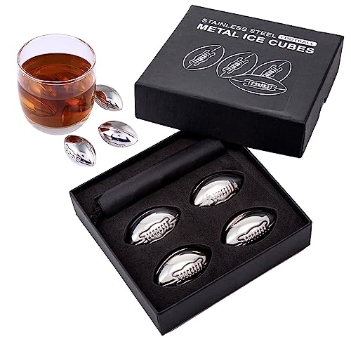 CHSEEO Whiskey Ice Cubes, 6 Stück Whisky Steine Set 304 Wiederverwendbar Edelstahl, Metall Kühlsteine Bar Zubehör für Männer Papa Jahrestag Geschenkset Geburtstagsgeschenk für Partner Freund Ehemann von CHSEEO