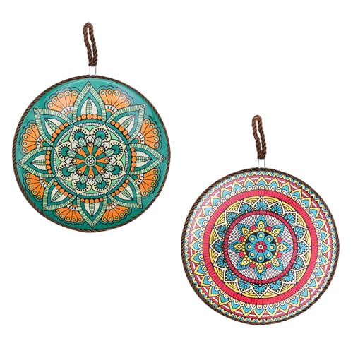 CHSEROK 20cm Untersetzer Keramik, 2 Stück Topf Untersetzer Keramik, Hitzebeständige Coasters, Retro Floral Design für Tassen, Teller, Töpfe und Pfannen von CHSEROK