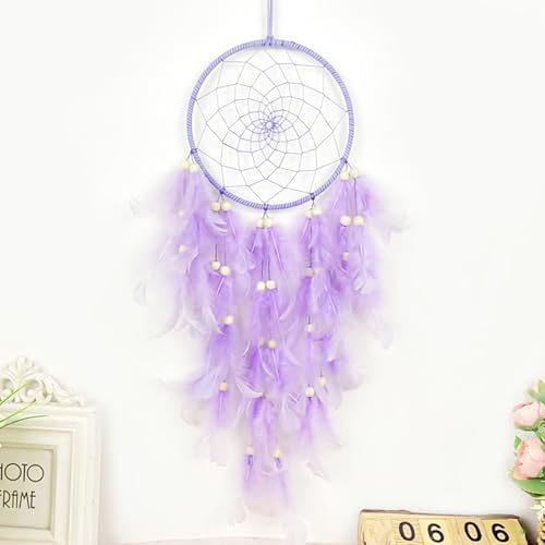 CHSEROK Traumfänger Groß, Violettes Traumfänger Bastelset, Traumfänger Mädchen mit Federverzierung, Traumfänger Kann an Der Tür, Im Schlafzimmer, Im Wohnzimmer Oder Vor Dem Fenster Aufgehängt Wer von CHSEROK