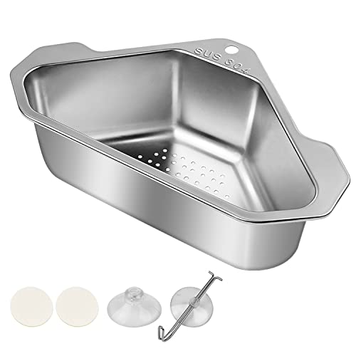 CHSEROK Drainy Küchensieb, Sieb für Spülbecken aus Edelstahl, Sink Strainer mit Saugnapf, für Küchenspülen von CHSEROK