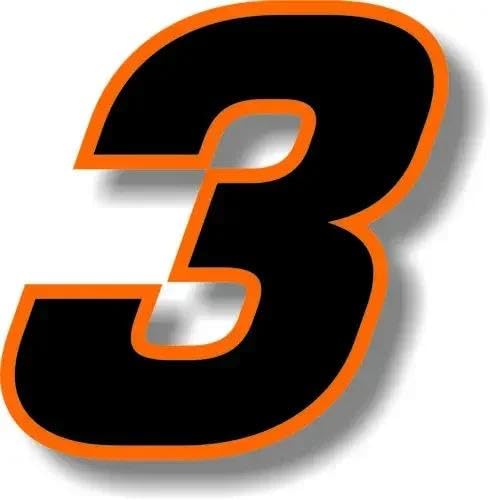 CHSLO Für Auto Rennnummer Quadrat Schriftart Schwarz mit Orange Rand Aufkleber PVC Wasserdicht Selbstklebende Autos Aufkleber von CHSLO