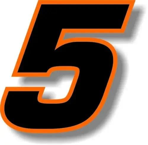 CHSLO Für Auto Rennnummer Quadrat Schriftart Schwarz mit Orange Rand Aufkleber PVC Wasserdicht Selbstklebende Autos Aufkleber von CHSLO