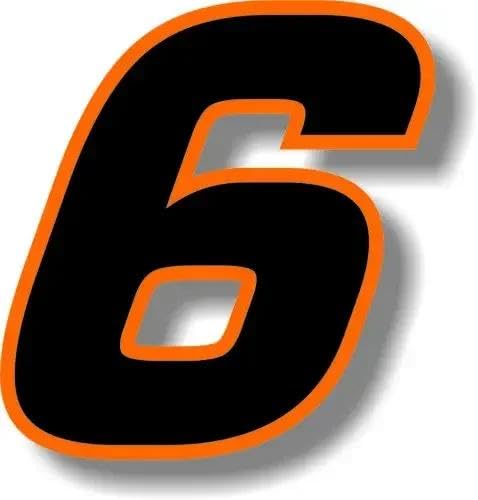 CHSLO Für Auto Rennnummer Quadrat Schriftart Schwarz mit Orange Rand Aufkleber PVC Wasserdicht Selbstklebende Autos Aufkleber von CHSLO