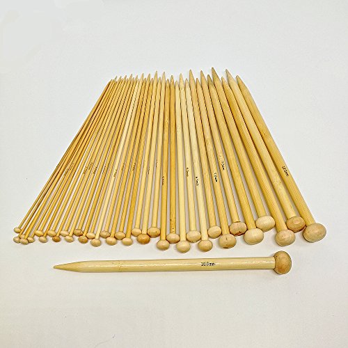 CHSYOO Stricknadeln Bambus Set 18 Größe (36 Stk.) 2.0-10.0mm Handarbeit Knitting Needles Crochet Hooks von CHSYOO