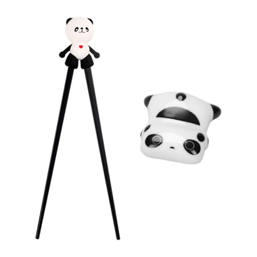 1 Stück Panda-Essstäbchen Für Kinder, 1 Stück Panda-Essstäbchenhalter, Kinder-Trainingsstäbchen-Set, Süßes Übungs-Essstäbchen-Set von CHSZSH