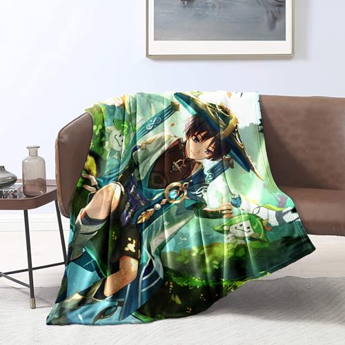 CHTLIFQ 3D Muster Flanelldecke Genshin Impact Wanderer Fuzzy Decke Bettüberwurf Ganzjahresüberwurf Decken Kinder Kind Erwachsene 59 x 78,7 Zoll Flanell (150 x 200 cm) von CHTLIFQ
