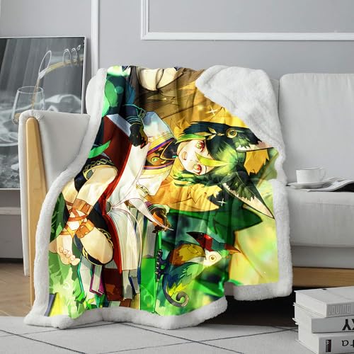 CHTLIFQ Bedruckte Decke Genshin Impact Tighnari Fleece Überwurfdecke Sofa Bett Couch Single Ganzjahresdecke für Erwachsene 47,3 x 59 Zoll Sherpa (120 x 150 cm) von CHTLIFQ