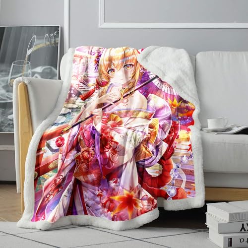 CHTLIFQ Genshin Impact Yoimiya 3D Druck Überwurfdecke Sherpa Überwurfdecke Bett Couch Stuhl Vier Jahreszeiten Decke für Erwachsene 47,3 x 59 Zoll Sherpa (120 x 150 cm) von CHTLIFQ