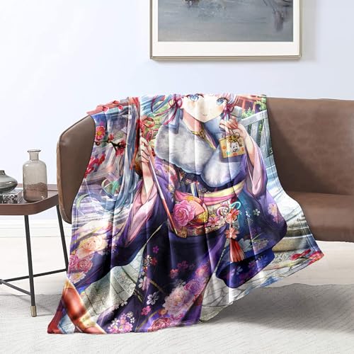 CHTLIFQ Plüsch Flanell Fleece Bettdecke, Bedruckt, weiche Decke, Genshin Impact, Ayaka, Couch, Bett, Ganzjahres Überwurf, Decken für Erwachsene und Kinder, (80 x 120 cm) von CHTLIFQ