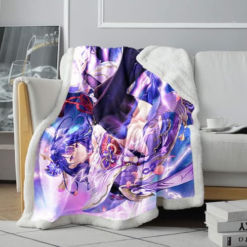 CHTLIFQ Sherpa Decke, Genshin Impact Raiden Shogun, Bedruckte Überwurfdecke, Sofa, Bett, Couch, Herbst Winter Decken, Decke für Erwachsene, Sherpa CHTLIFQ Sherpa Decke, Genshin Impact Raiden Shogun, Bedruckte Überwurfdecke, Sofa, Bett, Couch, Herbst Winter Decken, Decke für Erwachsene, Sherpa von CHTLIFQ