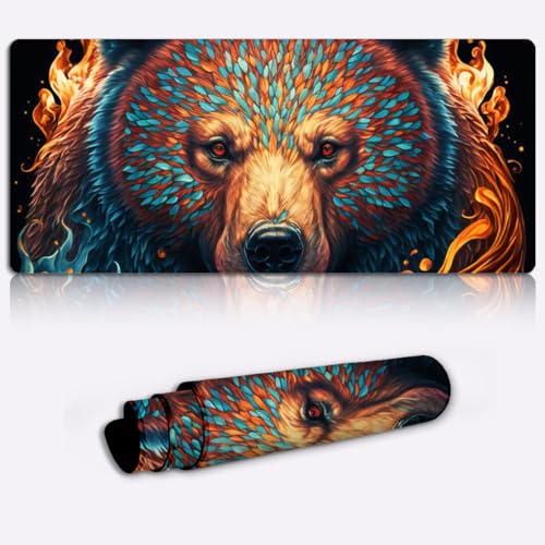 Keyboard Pad Desk Pad Bear Fire Water Desk Pad Extended （23.6x13.8x 0.12 inches) Extra Large Computer Keyboard Mouse Mat Desk Pad PC and Laptop von CHTXD