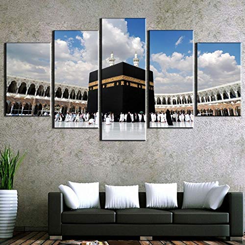 CHUADIAD 5 Stück HD-Druck großes islamisches Kaaba Mekka Bild moderne dekorative Gemälde auf Leinwand Wandkunst für Heimdekorationen Wanddekoration ohne Rahmen von CHUADIAD