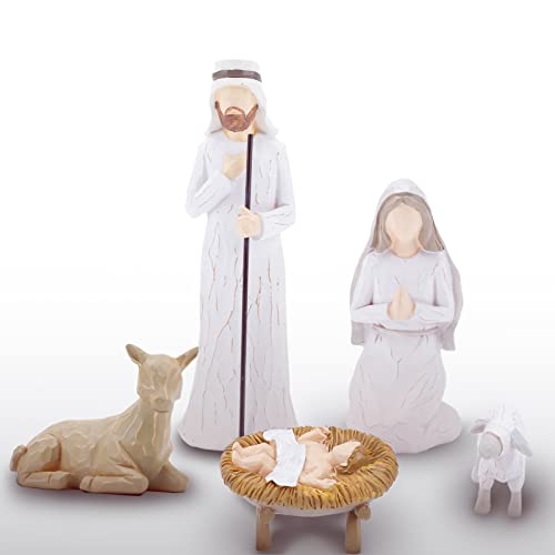 CHUANGLI Krippe Set für Weihnachten Innen, Harz Weihnachtskrippe Set mit Figuren, Traditionelle Krippe Krippe Figur Statue Set Weihnachtskrippe Jesus Geburtssets für Dekorationen von CHUANGLI