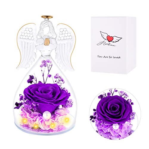 Engel Rose Figur Geschenk zum Muttertag, Mutter Geschenk von Tochter/Sohn, Konservierte Echte Rose Glas Engel Geschenke für Frauen, Muttertag Geburtstag Geschenk für Mama von CHUANGLI