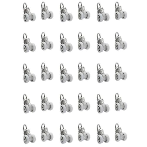 30 Stück Vorhang Track Roller, Vorhangschienen Gleiten,Metall mit Zwei Rädern, Drapery-Schiene, Richtungsrolle, Geräuschlose Umlenkrolle(Weiß) von CHUANGOU