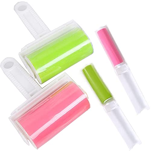 4er Pack Fusselrolle Wiederverwendbarer，Tierhaar-Entferner，Waschbarer Tierhaar-Roller mit Griff ，Staub Fussel entfernen Rollen. von CHUANGOU
