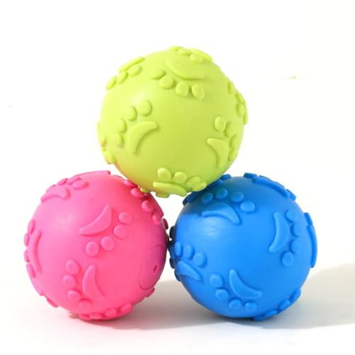 CHUANGOU Dog Ball Toy, Pack of 3 Dog Squeaky Toy Balls Rubber Dog Chew Toy Durable Interactive Ball Toy for Dogs Bouncing Ball Toy CHUANGOU Dog Ball Toy, Pack of 3 Dog Squeaky Toy Balls Rubber Dog Chew Toy Durable Interactive Ball Toy for Dogs Bouncing Ball Toy von CHUANGOU