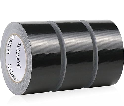 CHUANGSEED 3 Rollen Panzertape extra stark, Gewebe-Klebeband 27.4 m x 50 mm – Wasserdichtes Reparaturband für innen & außen gewebeverstärktes Reparaturband(Schwarz 3 Rollen) von CHUANGSEED