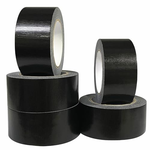 CHUANGSEED 5 Rollen Panzertape extra stark, Gewebe-Klebeband 27.4 m x 50 mm – Wasserdichtes Reparaturband für innen & außen gewebeverstärktes Reparaturband (Schwarz 5 Rollen) von CHUANGSEED