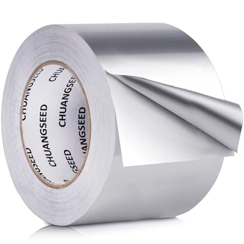 CHUANGSEED 1 Rolle Aluminium Klebeban 75mmx50M Kücheninstallationen, Abschirmung und Isolierung, Dichtungsreparatur, selbstklebendes Aluminiumfolienband, hohe Temperaturbeständigkeit. von CHUANGSEED
