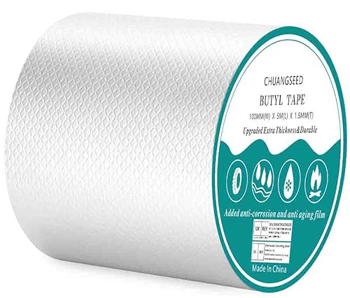 CHUANGSEED Wasserdichtes Klebeband Reparatur Butyl Klebeband Alufolie Dickes Dichtband Alu Folie zum Abdichten und Befestigen im Loch Rohr Dach Wohnmobil (100mm x 5m) von CHUANGSEED