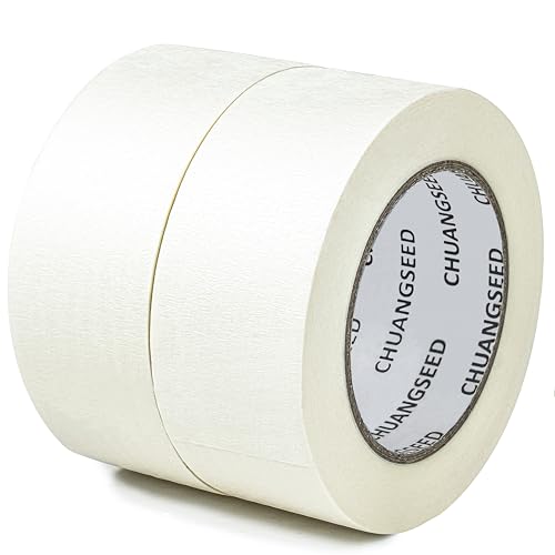 CHUANGSEED White Abdeckband 48mmX50m 2 Rollen, Kreppband für Malerarbeiten und Renovierungen-Leicht Abnehmbar Abklebeband - Malerband Wasserdicht weiß abdeckband lackieren auto von CHUANGSEED