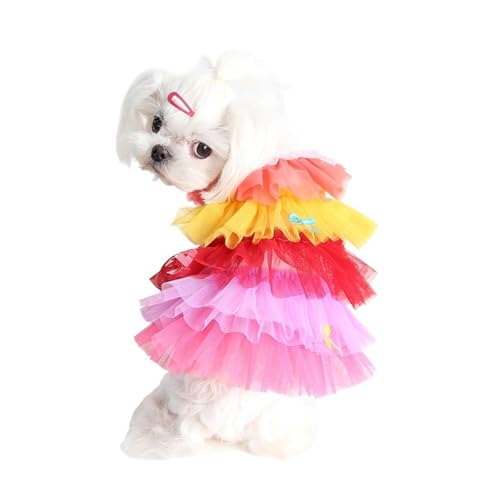 Atmungsaktives Netz-Hunde-Prinzessinnenkleid – niedlicher Haustier-Kuchenrock für kleine Hunde und Katzen, Sommer-Welpenhemd mit Schleife (B,S) von CHUANYGU