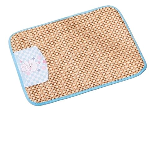 CHUANYGU Atmungsaktive Rattan-Kühlmatte für Hunde – Sommer-Haustierbettunterlage für den Innen- und Außenbereich in kleinen, mittelgroßen Größen (Blau, L) von CHUANYGU