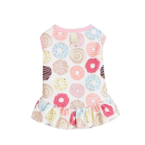Haustierkleid mit Cartoon-Print und Traktionsringen, verstellbarer Polyester-Rock für Hunde und Katzen, für große Rassen (Donut, S) von CHUANYGU
