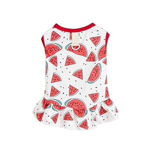 Haustierkleid mit Cartoon-Print und Traktionsringen, verstellbarer Polyester-Rock für Hunde und Katzen, für große Rassen (Wassermelone, Größe S) von CHUANYGU
