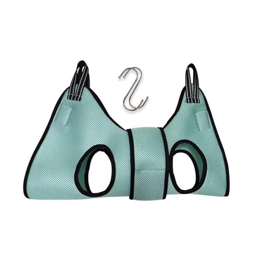 Haustierpflege-Hängematte für Katzen und Hunde, verstellbare Nageltrimmfessel, mit atmungsaktivem Netzgewebe und Sicherheitshaken (XS/S/M), Grün, XS von CHUANYGU