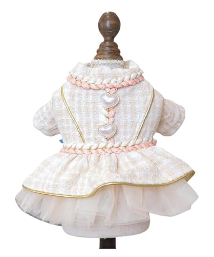 Herbst-Winter-Prinzessinnen-Rock für kleine Hunde, glitzerndes Party-Outfit, Urlaub, formelle Kleidung (Weizenohren, Größe S) von CHUANYGU