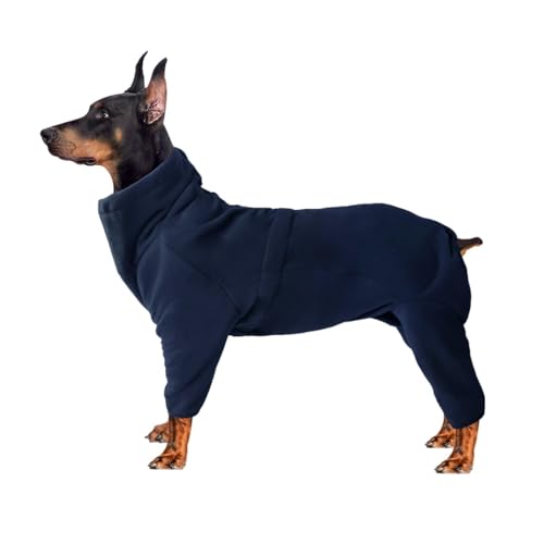 Hunde-Wintermantel aus Fleece, warme Ganzkörperjacke für kleine, mittelgroße und große Hunde, weicher Schlafanzug zum Spazierengehen, Wandern, Schlafen (Marineblau, Größe XS) von CHUANYGU
