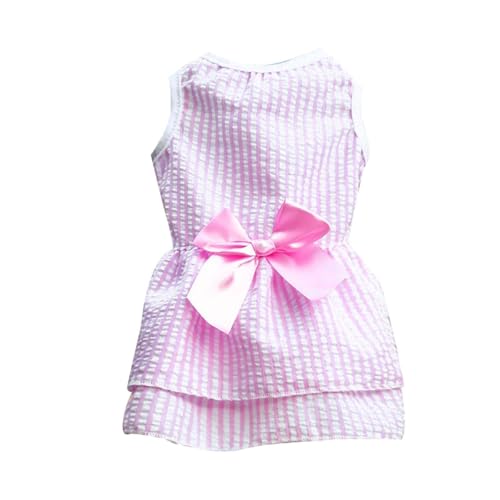 Kariertes Hundekleid mit Schleife, gestreifter Haustierrock für Katzen und mittelgroße Hunde, Frühlings- und Sommer-Hochzeitsoutfit (A,XL) von CHUANYGU