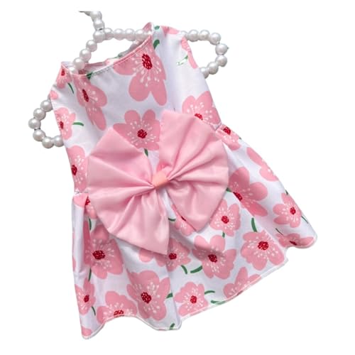 Kariertes Hundekleid mit Schleife, gestreifter Haustierrock für Katzen und mittelgroße Hunde, Frühlings- und Sommer-Hochzeitsoutfit (C,XL) von CHUANYGU