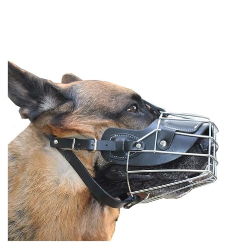 Maulkorb für große Hunde – verstellbarer Korbmaulkorb für Pitbull, Deutscher Schäferhund – Anti-Kau-Training – Metallkäfig-Design mit sicheren Riemen (XL) von CHUANYGU