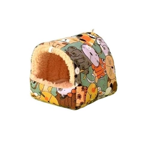 Mini-Hamsterbett Versteck – weiches Fleece und Segeltuch Hamsterhaus für Zwerghamster, Rennmäuse – gemütliches Käfignest, warmer Haustier-Lebensraum (3, M) von CHUANYGU