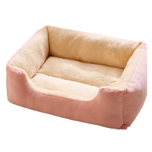 Plüsch-Haustierbett für Katzen und kleine Hunde, weiches Katzenhaus im Höhlen-Stil, mit abnehmbarem Kissen, warmes, waschbares Hundebett in mehreren Größen (Rosa, XL) von CHUANYGU