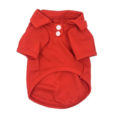 Sommer-Hunde-Poloshirt, weich, atmungsaktiv, Welpenkleidung für kleine Hunde, einfarbig, Katzenbekleidung, Haustierkostüm, anwendbar für Chihuahua, Rot, Größe S Sommer-Hunde-Poloshirt, weich, atmungsaktiv, Welpenkleidung für kleine Hunde, einfarbig, Katzenbekleidung, Haustierkostüm, anwendbar für Chihuahua, Rot, Größe S von CHUANYGU