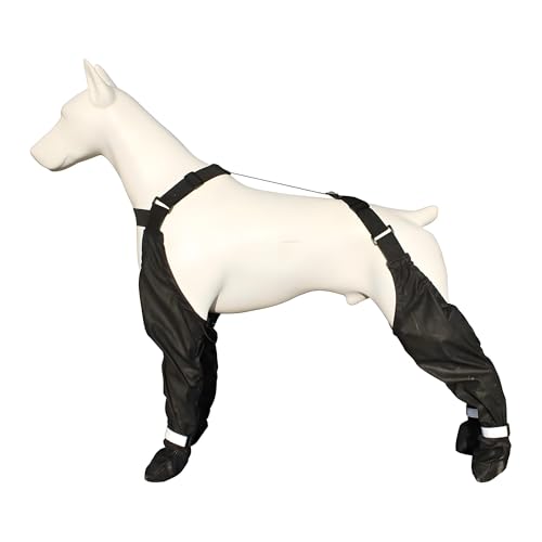 Wasserdichte Hundestiefel mit Hosenträgern – verstellbare reflektierende Regenstiefel für mittelgroße und große Hunde, rutschfester Pfotenschutz (M) von CHUANYGU