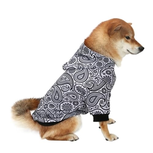 Weihnachtlicher Hunde-Kapuzenpullover, festlicher Haustierpullover mit Schneeflocken- und Baum-Design, warmer, gemütlicher Winter-Kapuzenpullover für kleine, mittelgroße und große Hunde (Weiß, L) von CHUANYGU