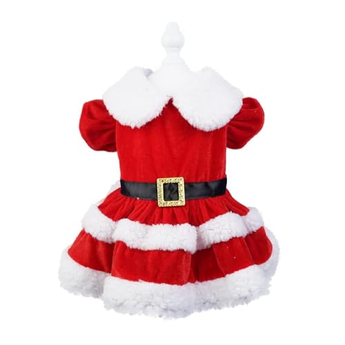Weihnachtsmann-Haustierkleid für kleine Hunde – Weihnachts-Cosplay-Hunderock mit Frontschnalle, warme Winter-Hundekleidung (Größe XL) von CHUANYGU